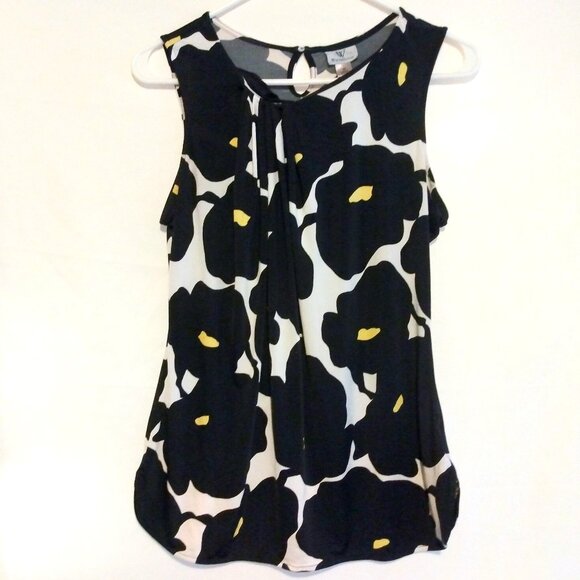 Worthington Tops - Worthington Black White Abstract Floral Sleeveless Top M Modern Classic Workwear